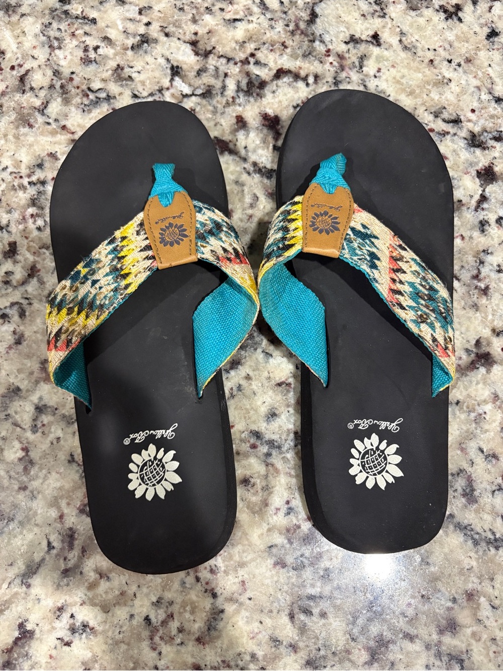 Yellow Box Teal Multicolor Patterned Thong Sandals